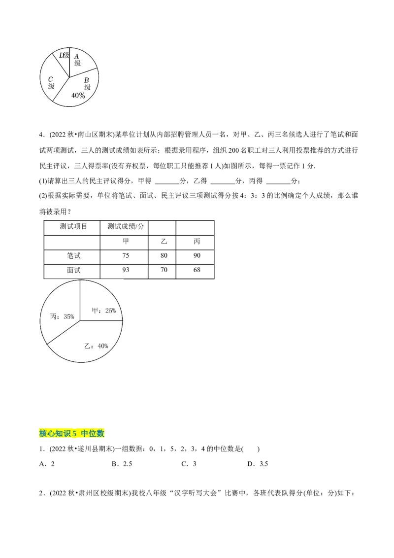 章节测试第20章数据的分析（A卷&middot;知识通关练）（学生版）_初中数学_八年级数学下册（人教版）_讲义_学生版在此文件夹