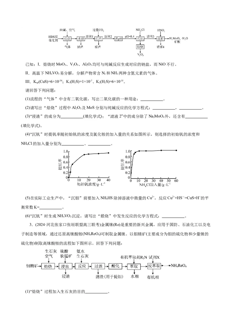 专题10化学工艺流程(题型突破)(练习)(原卷版)_05高考化学_2024年新高考资料_2.2024二轮复习_2024年高考化学二轮复习讲练测（新教材新高考）