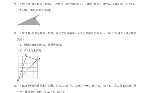 专题17.2勾股定理的逆定理专项提升训练（重难点培优）-拔尖特训2023年培优（原卷版）人教版_初中数学人教版_八年级数学下册_保存转存之后查看(1)_旧版-可参考_07专项讲练