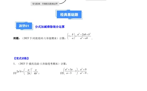 专题11分式的运算、整数指数幂、分式方程及应用之九大题型（原卷版）_初中数学人教版_8上-初中数学人教版_旧版_06习题试卷_6期中期末复习专题