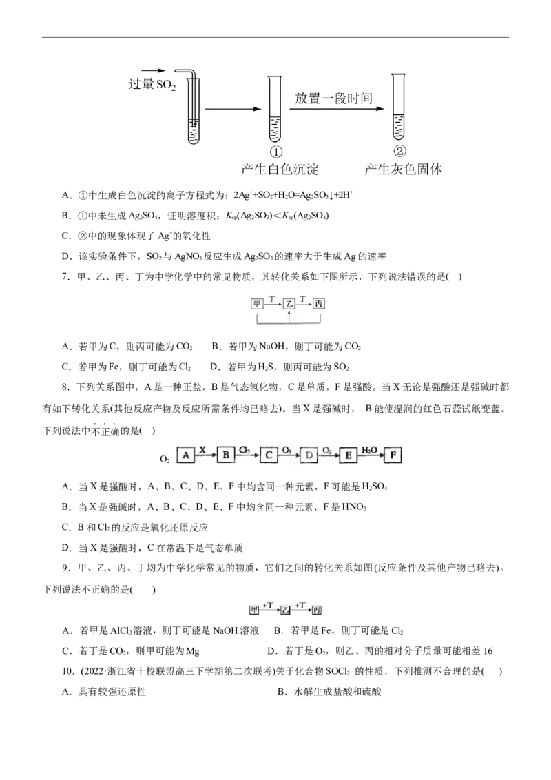 专题07非金属及其化合物（测）（原卷版）_05高考化学_通用版（老高考）复习资料_2023年复习资料_二轮复习_2023年高考化学二轮复习讲练测（全国通用）