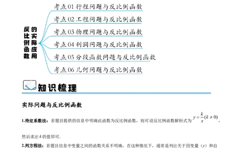 专题26.2反比例函数的实际应用（六大考点）（原卷版）_初中数学人教版_9下-初中数学人教版_07专项讲练_2023-2024学年九年级数学下册考点剖析及精准练习（人教版）