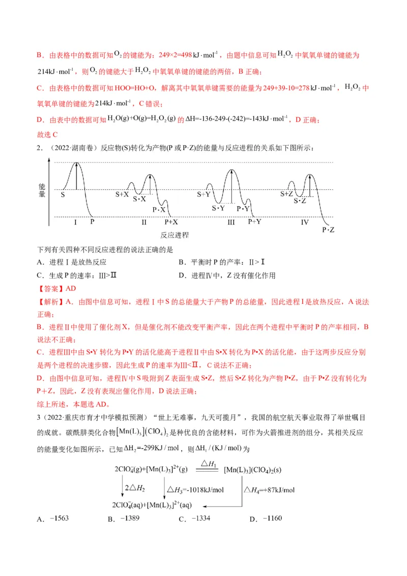 专题05化学反应中的能量变化（专讲）-瞄准2023年高考化学二轮专题考点抢分计划（解析版）_05高考化学_新高考复习资料_2023年新高考资料_二轮复习