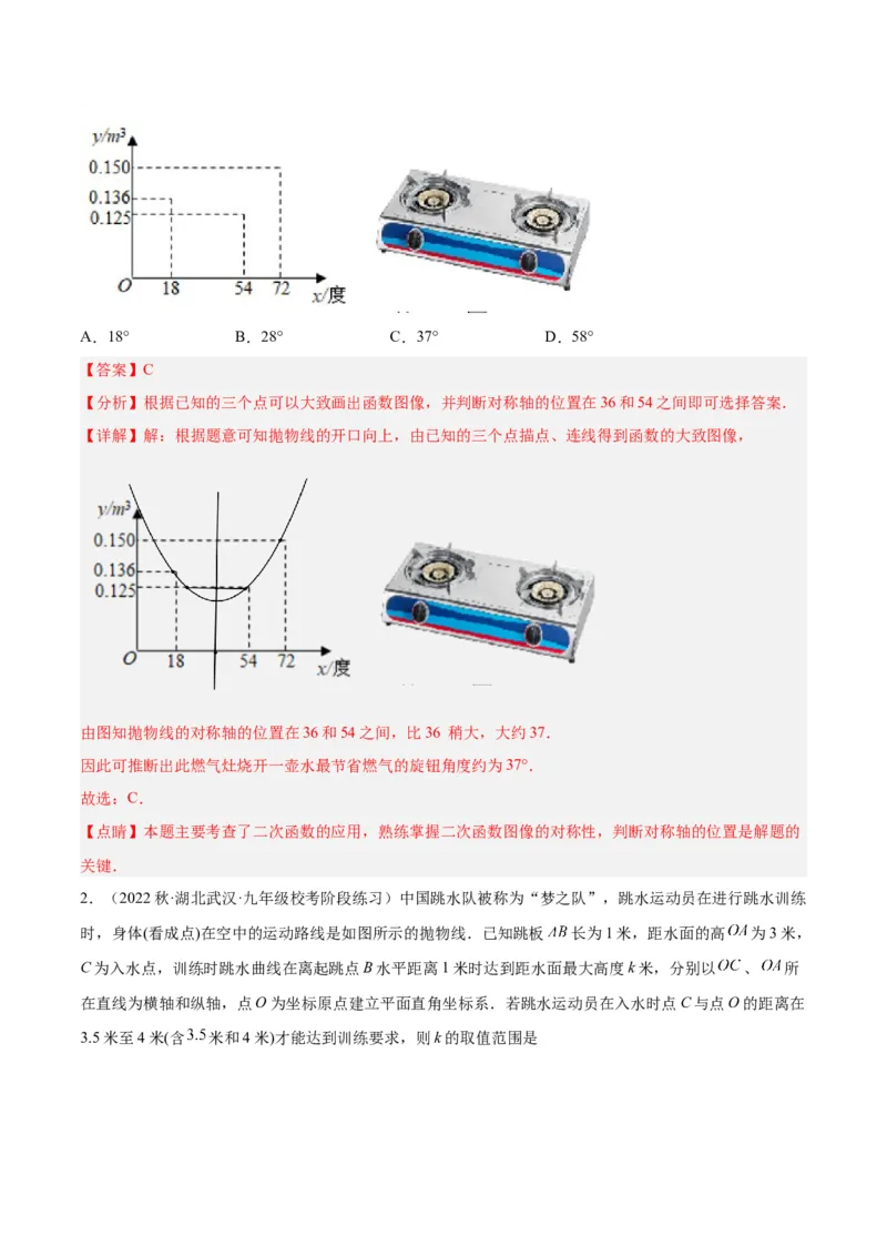 专题07二次函数的应用重难点题型专训八大题型（解析版）_初中数学人教版_9下-初中数学人教版_07专项讲练_2023-2024学年九年级数学全册重难点专题提升精讲精练（人教版）