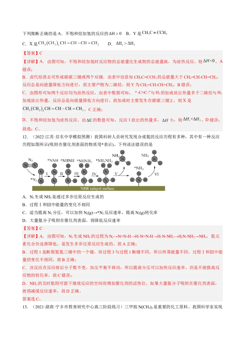 专项12化学能与热能能量转化历程图-2023届高考化学二轮复习知识清单与专项练习（新高考专用）（解析版）_05高考化学_新高考复习资料_2023年新高考资料_二轮复习_选择题