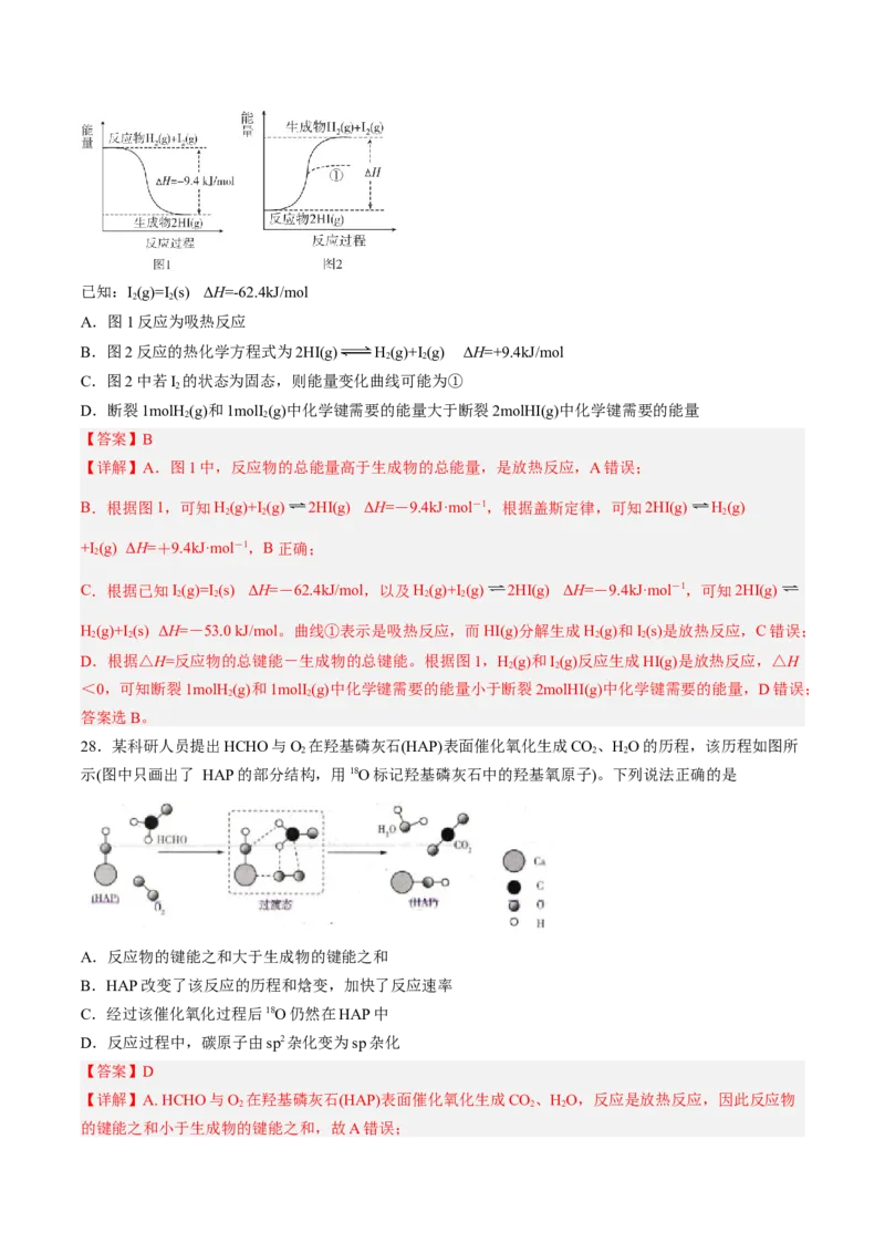 专项12化学能与热能能量转化历程图-2023届高考化学二轮复习知识清单与专项练习（新高考专用）（解析版）_05高考化学_新高考复习资料_2023年新高考资料_二轮复习_选择题