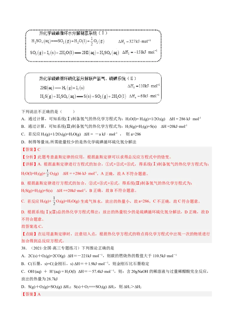 专项12化学能与热能能量转化历程图-2023届高考化学二轮复习知识清单与专项练习（新高考专用）（解析版）_05高考化学_新高考复习资料_2023年新高考资料_二轮复习_选择题