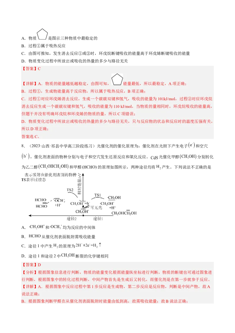 专项12化学能与热能能量转化历程图-2023届高考化学二轮复习知识清单与专项练习（新高考专用）（解析版）_05高考化学_新高考复习资料_2023年新高考资料_二轮复习_选择题