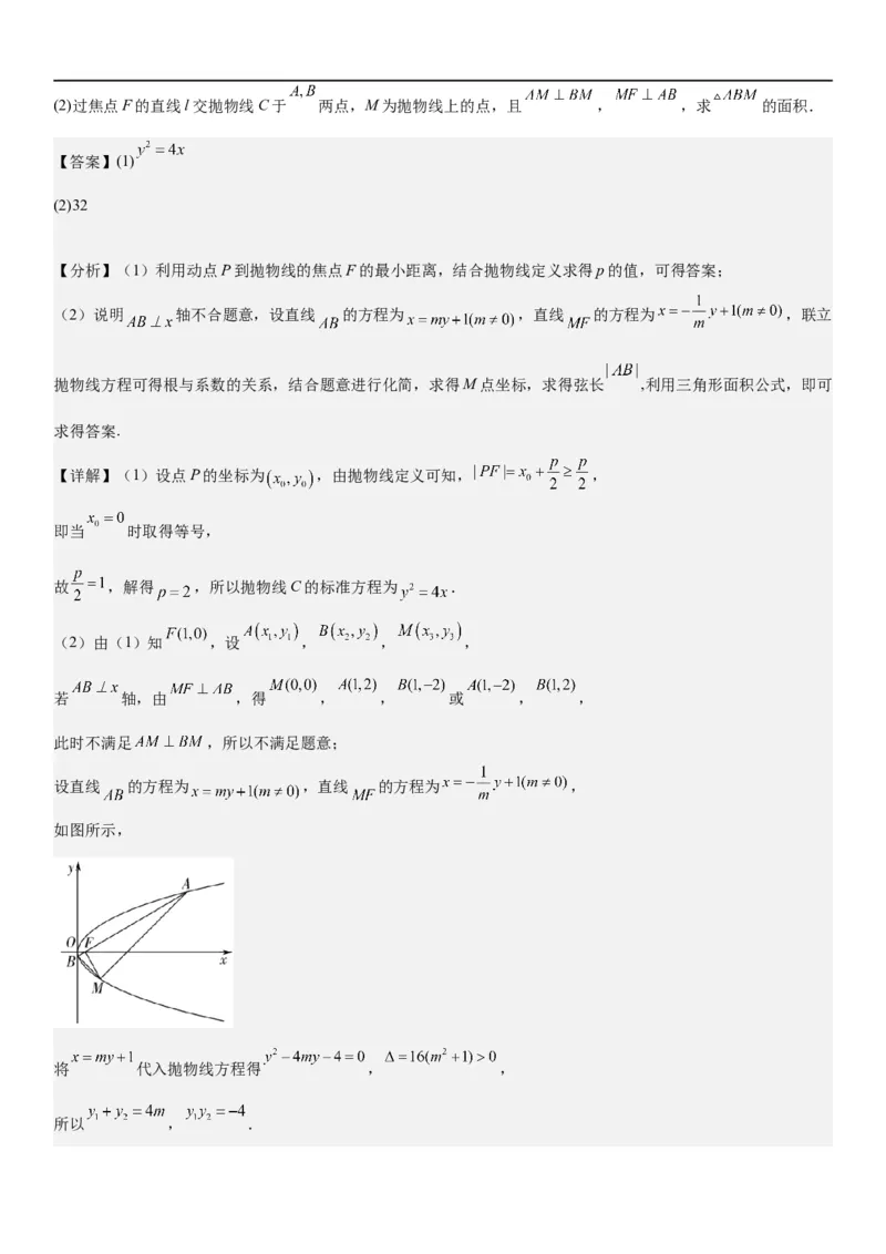 解密22抛物线（解析版）_2.2025数学总复习_2023年新高考资料_二轮复习_考点2023年高考数学二轮复习讲义+训练（新高考专用）