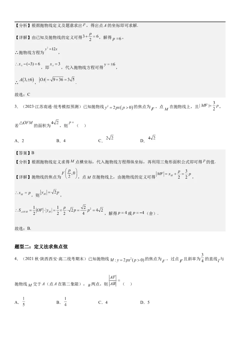 解密22抛物线（解析版）_2.2025数学总复习_2023年新高考资料_二轮复习_考点2023年高考数学二轮复习讲义+训练（新高考专用）