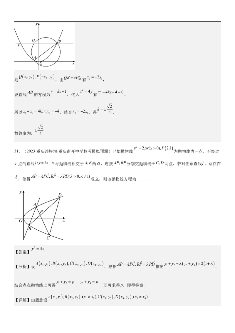 解密22抛物线（解析版）_2.2025数学总复习_2023年新高考资料_二轮复习_考点2023年高考数学二轮复习讲义+训练（新高考专用）