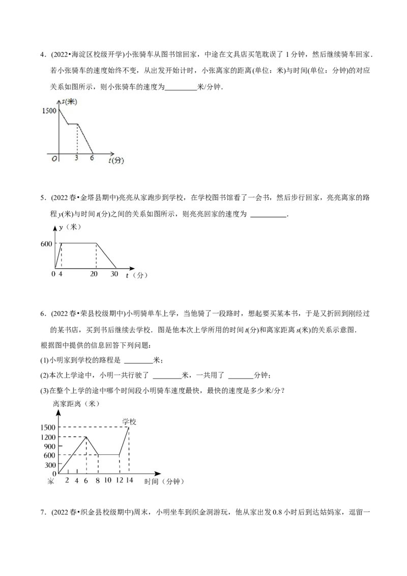 章节测试第19章一次函数（A卷&middot;知识通关练）（学生版）_初中数学_八年级数学下册（人教版）_讲义_学生版在此文件夹