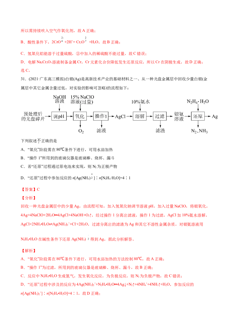 专题04氧化还原反应-2021年高考化学真题与模拟题分类训练（教师版含解析）_05高考化学_新高考复习资料_2023年新高考资料_一轮复习_2023年新高考大一轮复习讲义