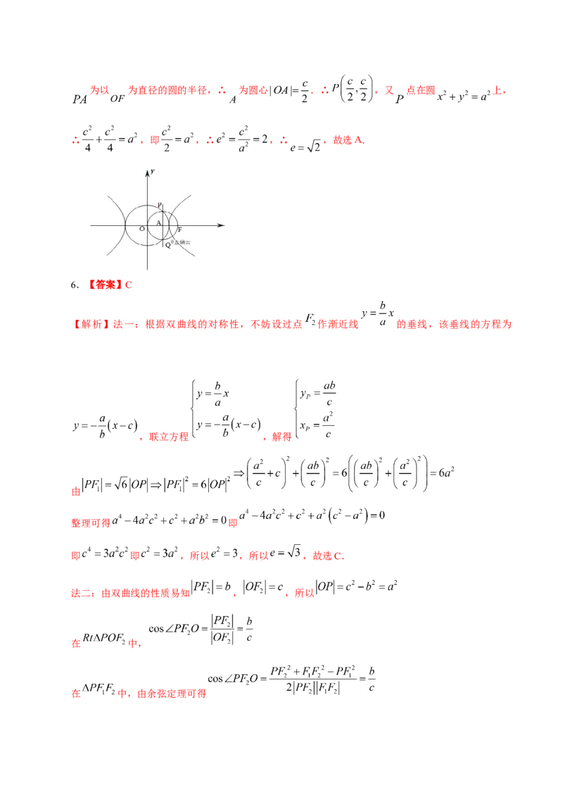 考向33双曲线（重点）-备战2023年高考数学一轮复习考点微专题（全国通用）（学生版）_2.2025数学总复习_赠品通用版（老高考）复习资料_一轮复习