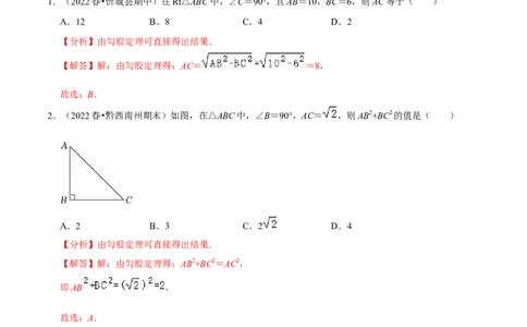 专题17.1勾股定理专项提升训练（重难点培优）-拔尖特训2023年培优（解析版）人教版_初中数学人教版_八年级数学下册_保存转存之后查看(1)_旧版-可参考_07专项讲练