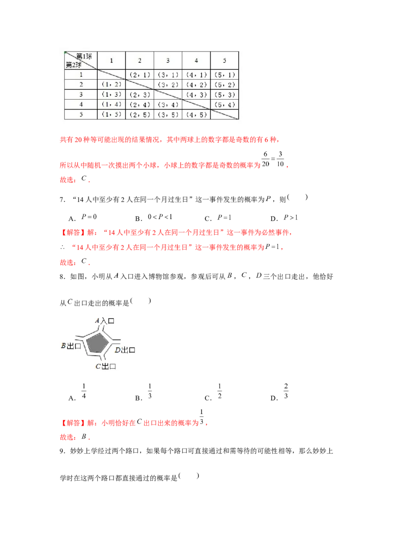 专题25.1概率初步中考真题（强化）（解析版）_初中数学人教版_9上-初中数学人教版_07专项讲练_题型分层练九年级数学上册单元题型精练（基础题型+强化题型）（人教版）