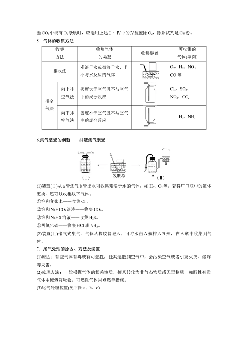2024年高考化学一轮复习（新高考版）第5章第29讲　常见气体的实验室制备、净化和收集_05高考化学_2024年新高考资料_1.2024一轮复习_2024年高考化学一轮复习讲义（新人教新高考版）