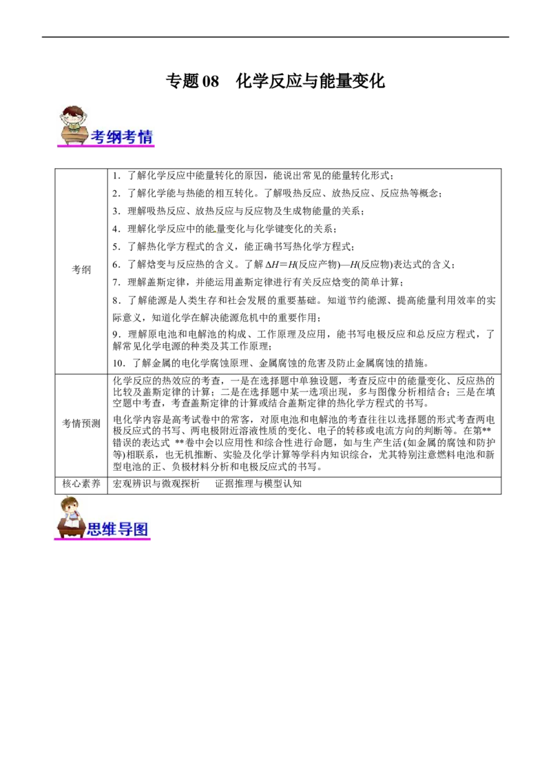 专题08化学反应与能量变化（讲）（教师版）_05高考化学_通用版（老高考）复习资料_2023年复习资料_二轮复习_2023年高考化学二轮复习讲练测（全国通用）