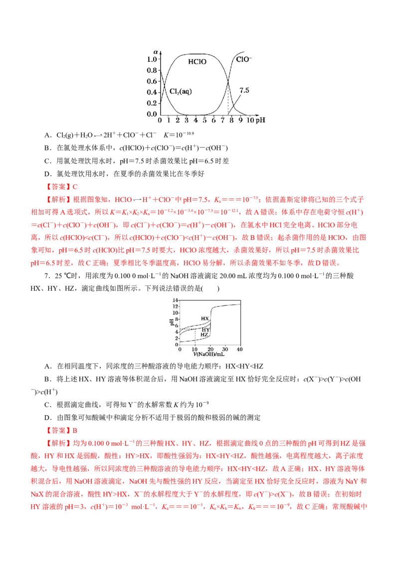 专题06水溶液中的离子平衡（练）解析版-2023年高考化学二轮复习讲练测（新高考专用）_05高考化学_新高考复习资料_2023年新高考资料_二轮复习