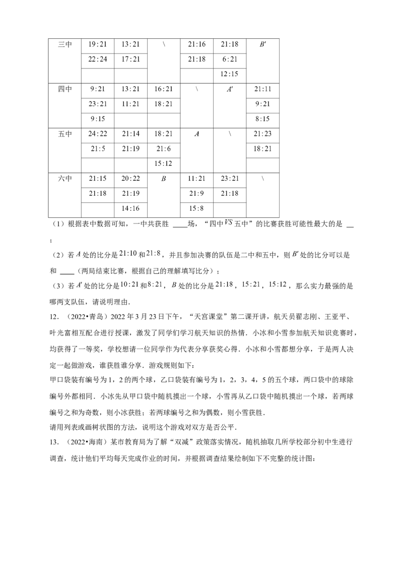 专题31概率初步中考真题练（原卷版）_初中数学人教版_9上-初中数学人教版_06习题试卷_5专项练习