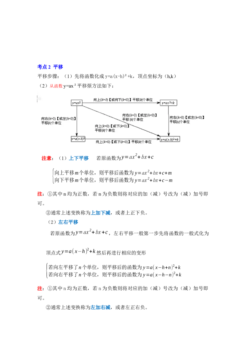 专题22.1.4二次函数y=a(x-h)&sup2;+k的图像和性质（知识解读）-2022-2023学年九年级数学上册《同步考点解读&bull;专题训练》（人教版）_初中数学人教版_9上-初中数学人教版_07专项讲练