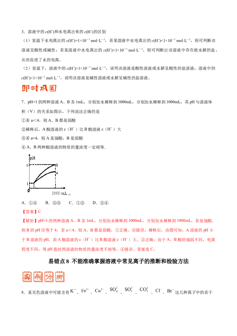 专题07电解质溶液&mdash;&mdash;备战2021年高考化学纠错笔记（教师版含解析）_05高考化学_新高考复习资料_2023年新高考资料_一轮复习_2023年新高考大一轮复习讲义_赠备战2021年高考化学纠错笔记