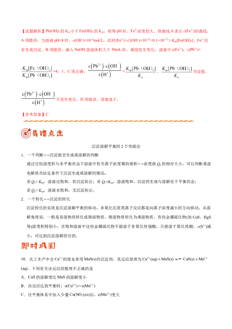 专题07电解质溶液&mdash;&mdash;备战2021年高考化学纠错笔记（教师版含解析）_05高考化学_新高考复习资料_2023年新高考资料_一轮复习_2023年新高考大一轮复习讲义_赠备战2021年高考化学纠错笔记
