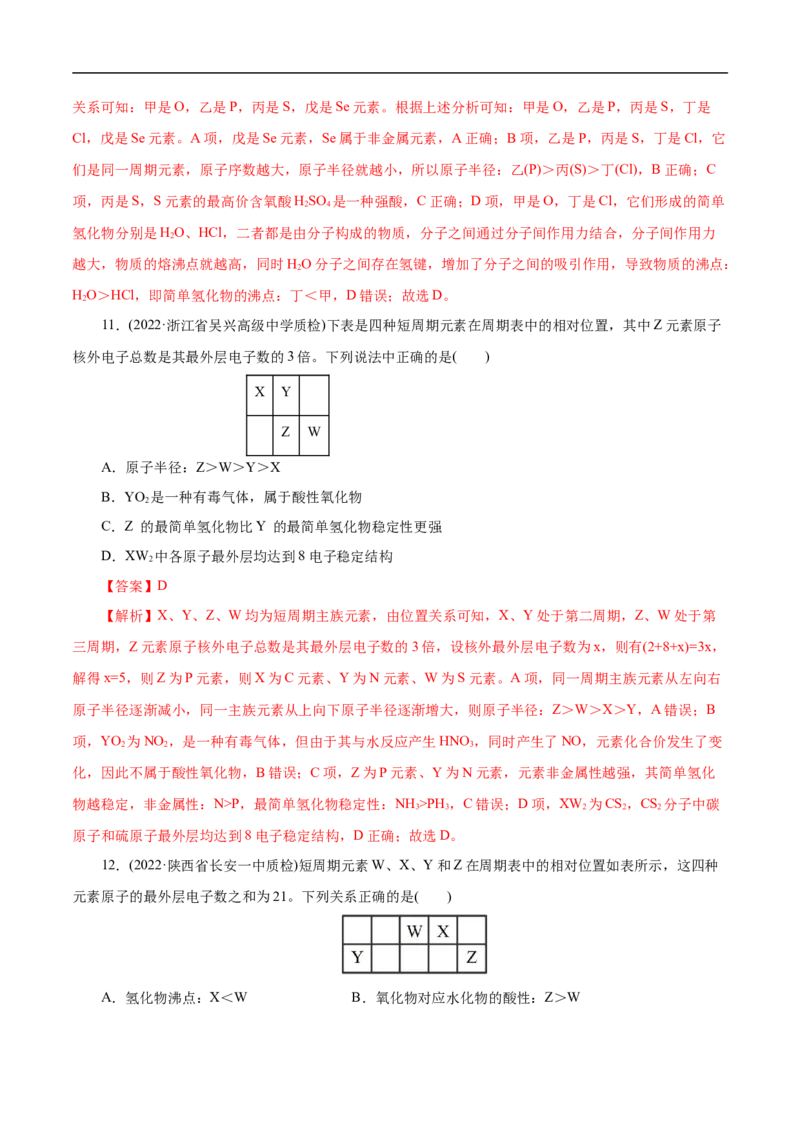 专项36片段元素周期表的推断（解析版）_05高考化学_新高考复习资料_2023年新高考资料_专项复习_2023年高考化学热点专项导航与精练（新高考专用）