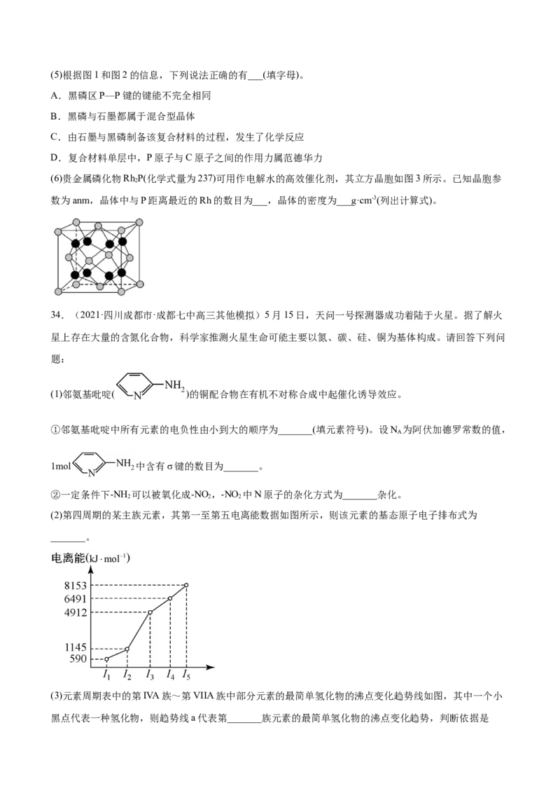 专题17物质结构与性质（选修）-2021年高考真题和模拟题化学分项汇编（原卷版）_05高考化学_新高考复习资料_2022年新高考资料_2021年高考真题和模拟题化学分项汇编（全国通用）