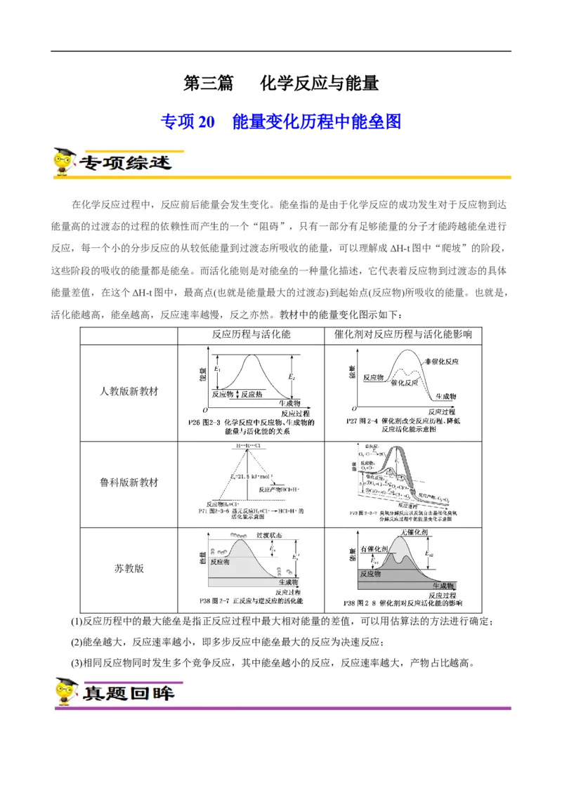 专项20能量变化历程中能垒图（原卷版）_05高考化学_新高考复习资料_2023年新高考资料_专项复习_2023年高考化学热点专项导航与精练（新高考专用）