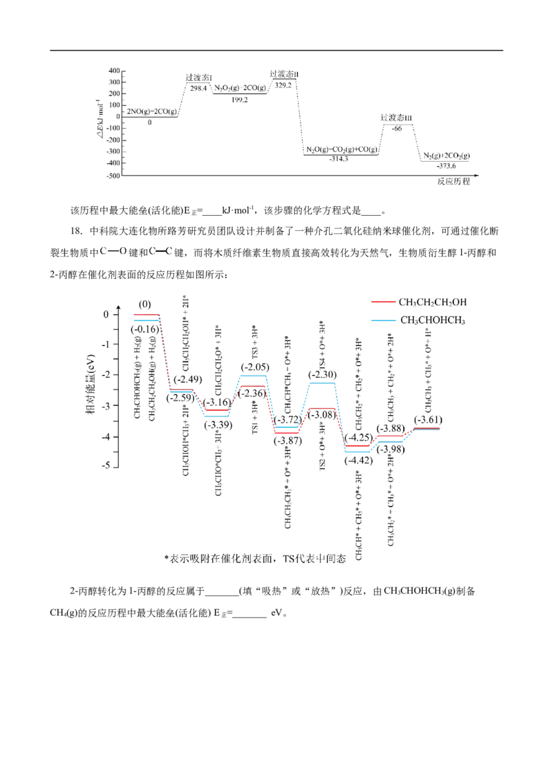 专项20能量变化历程中能垒图（原卷版）_05高考化学_新高考复习资料_2023年新高考资料_专项复习_2023年高考化学热点专项导航与精练（新高考专用）