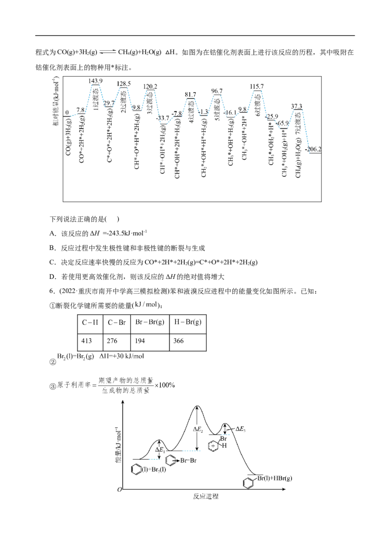 专项20能量变化历程中能垒图（原卷版）_05高考化学_新高考复习资料_2023年新高考资料_专项复习_2023年高考化学热点专项导航与精练（新高考专用）