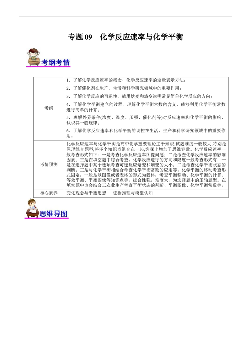 专题09化学反应速率与化学平衡（讲）（教师版）_05高考化学_通用版（老高考）复习资料_2023年复习资料_二轮复习_2023年高考化学二轮复习讲练测（全国通用）