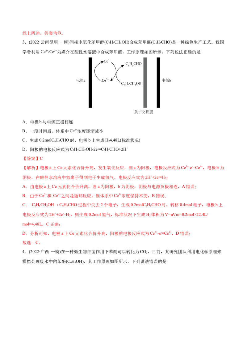 专题08电化学及其应用-2022年高考真题和模拟题化学分专题训练（教师版含解析）_05高考化学_2024年新高考资料_1.2024一轮复习_赠2022年高考化学真题与模拟题分类训练