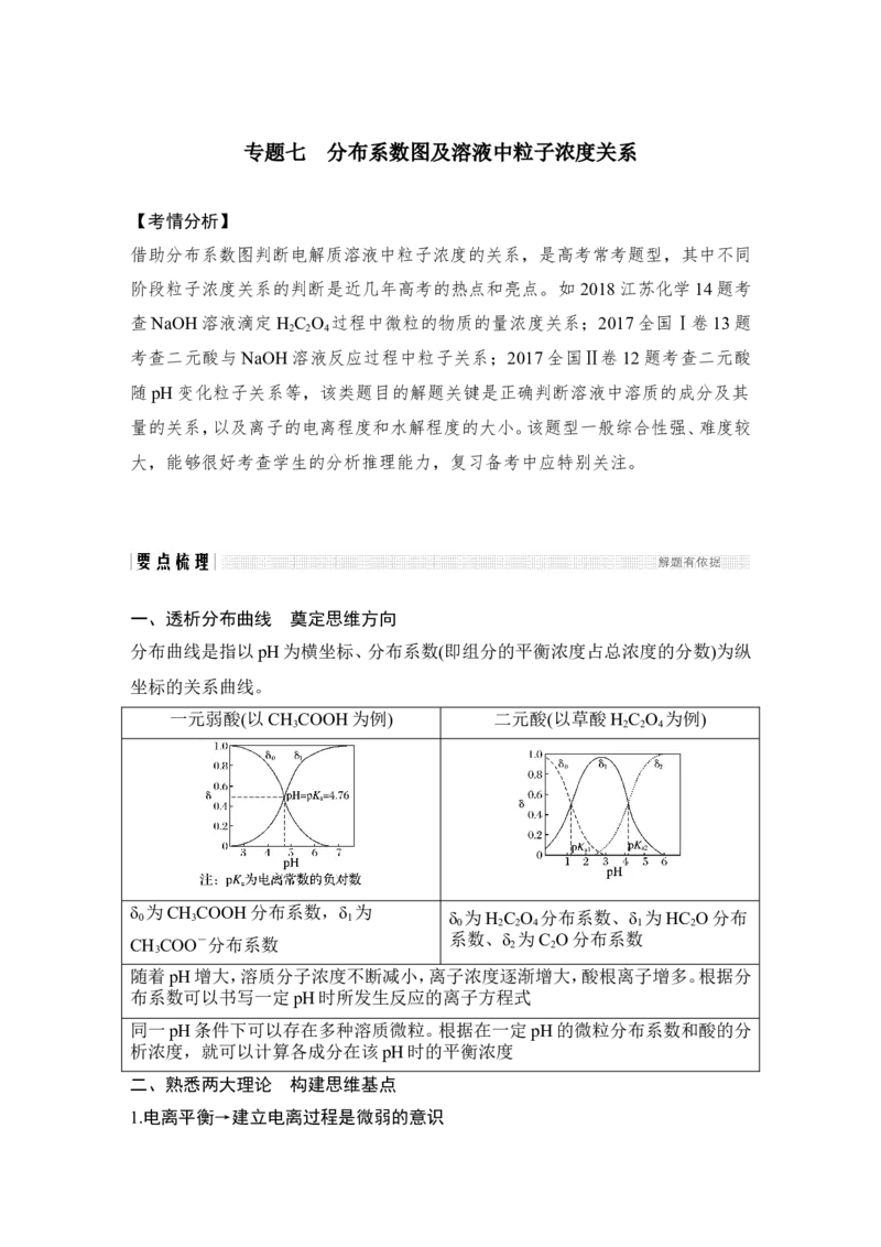 专题七分布系数图及溶液中粒子浓度关系_05高考化学_新高考复习资料_2022年新高考资料_2022年一轮复习各版本_1.高考化学2022年一轮复习通用版_配套习题库