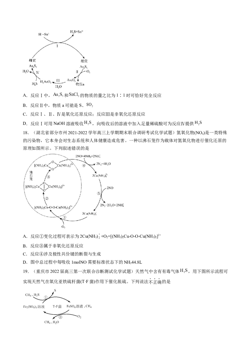 专项11催化剂、物质转化循环图-2023届高考化学二轮复习知识清单与专项练习（新高考专用）（原卷版）_05高考化学_新高考复习资料_2023年新高考资料_二轮复习_选择题