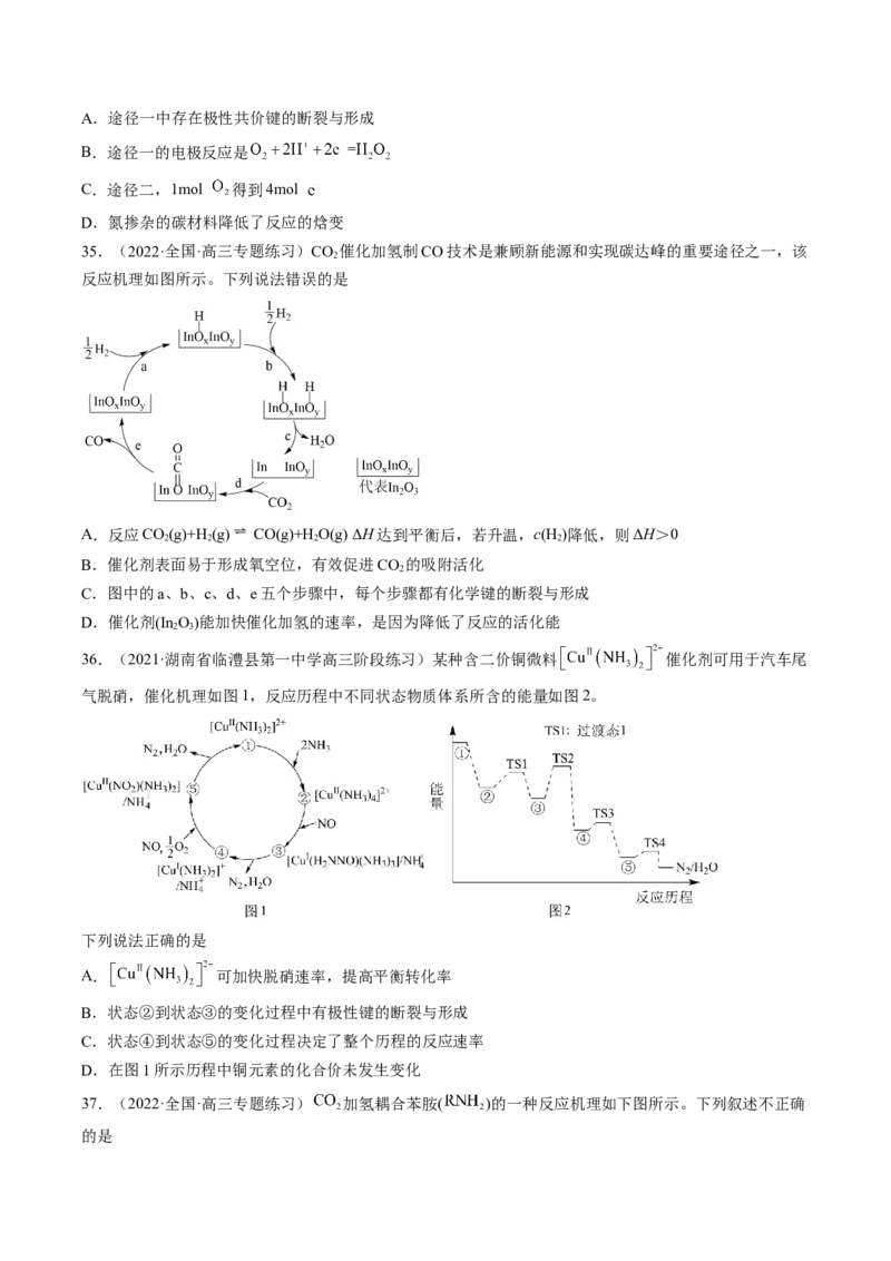 专项11催化剂、物质转化循环图-2023届高考化学二轮复习知识清单与专项练习（新高考专用）（原卷版）_05高考化学_新高考复习资料_2023年新高考资料_二轮复习_选择题