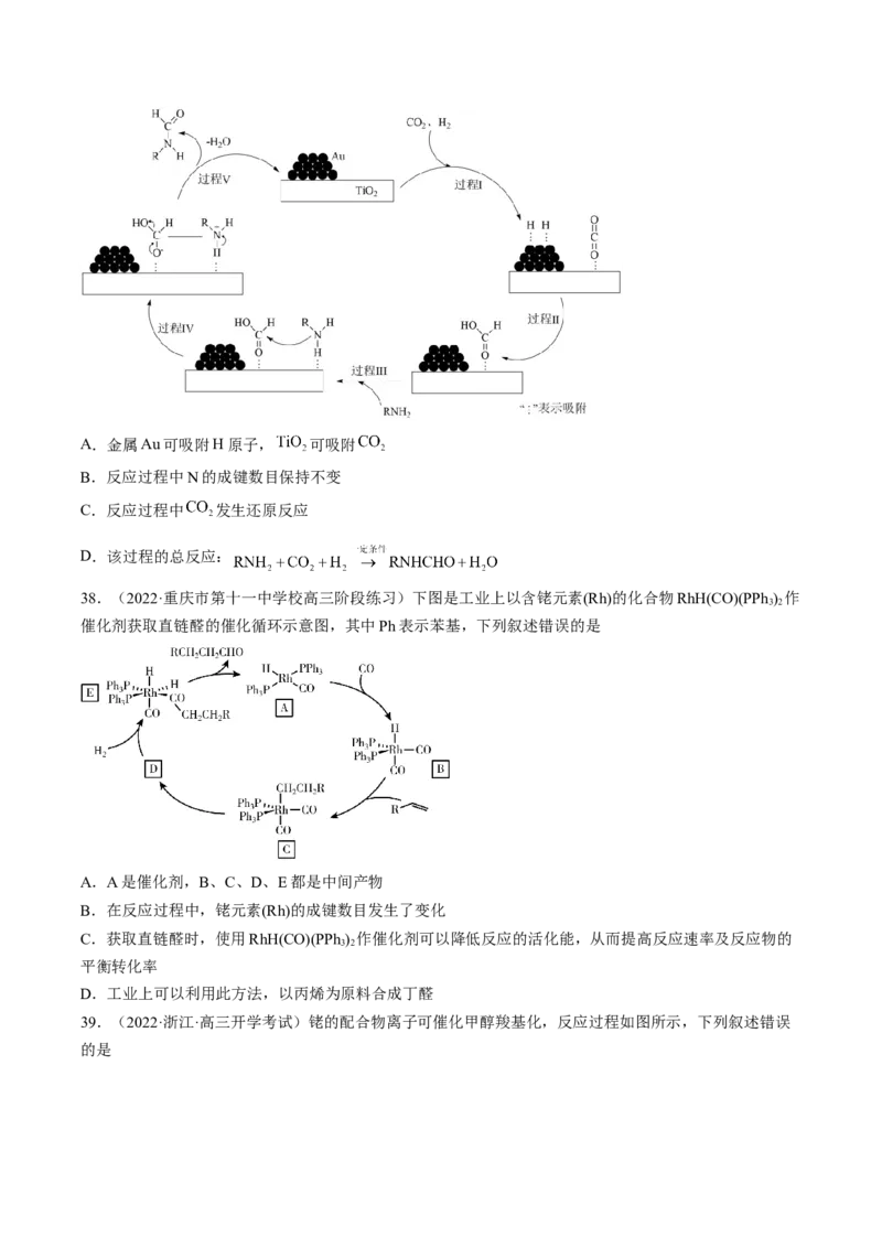 专项11催化剂、物质转化循环图-2023届高考化学二轮复习知识清单与专项练习（新高考专用）（原卷版）_05高考化学_新高考复习资料_2023年新高考资料_二轮复习_选择题