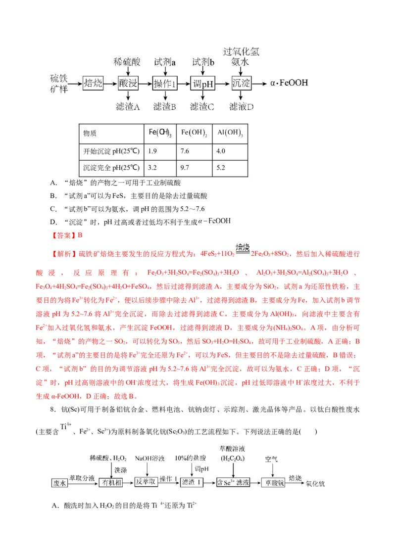 专题10化学工艺流程(题型突破)(测试)(解析版)_05高考化学_2024年新高考资料_2.2024二轮复习_2024年高考化学二轮复习讲练测（新教材新高考）