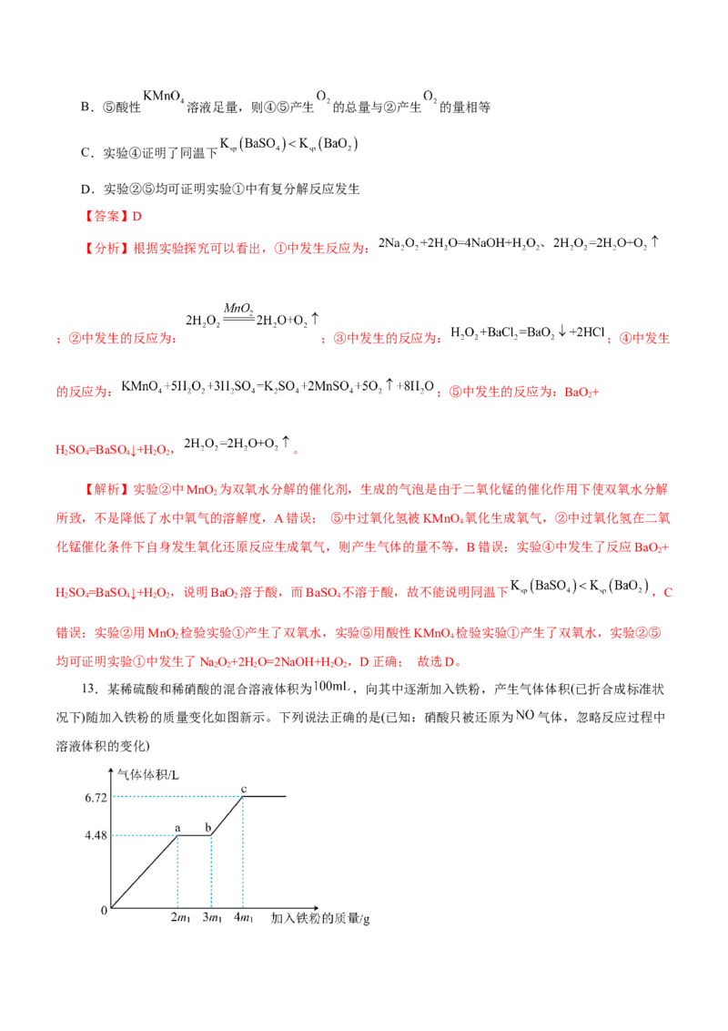 专题08元素及其化合物（测）-2023年高考化学二轮复习讲练测（解析版）_05高考化学_新高考复习资料_2023年新高考资料_二轮复习_2023年高考化学二轮复习讲练测（新高考专用）287487451