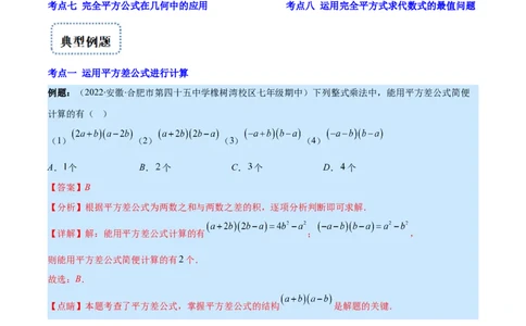 专题13平方差公式与完全平方公式(解析版)（重点突围）_初中数学人教版_8上-初中数学人教版_旧版_07专项讲练_学霸满分八年级数学上册重难点专题提优训练（人教版）