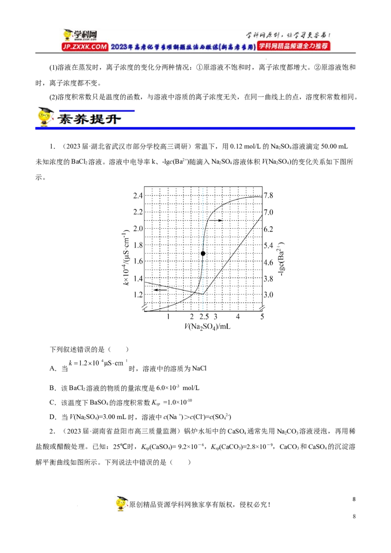 专项34Ksp图象（原卷版）_05高考化学_新高考复习资料_2023年新高考资料_专项复习_2023年高考化学热点专项导航与精练（新高考专用）