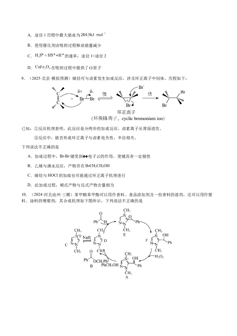 专题20化学反应机理与反应历程图像分析（原卷版）-备战2025年高考化学二轮&middot;突破提升专题复习讲义（新高考通用）_05高考化学_2025年新高考资料_二轮复习