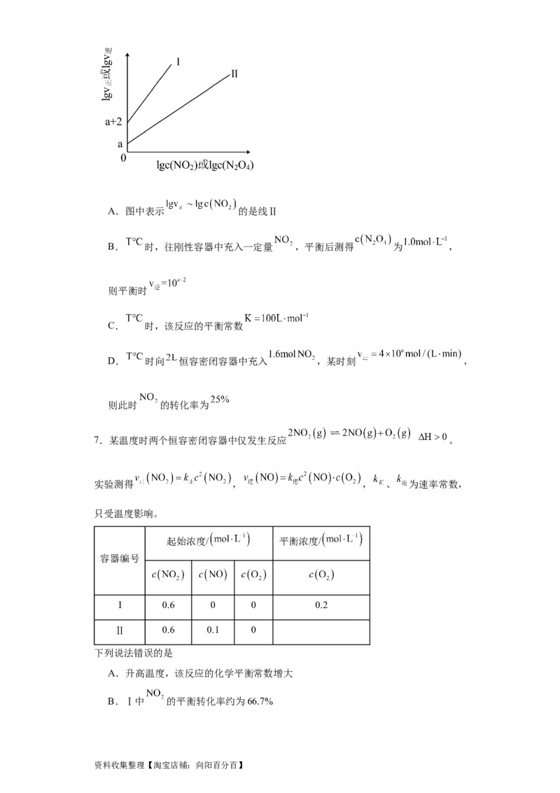 专项训练速率常数的运用（原卷版）_05高考化学_新高考复习资料_2024年新高考资料_一轮复习资料_2024届高三化学一轮复习&mdash;专项训练