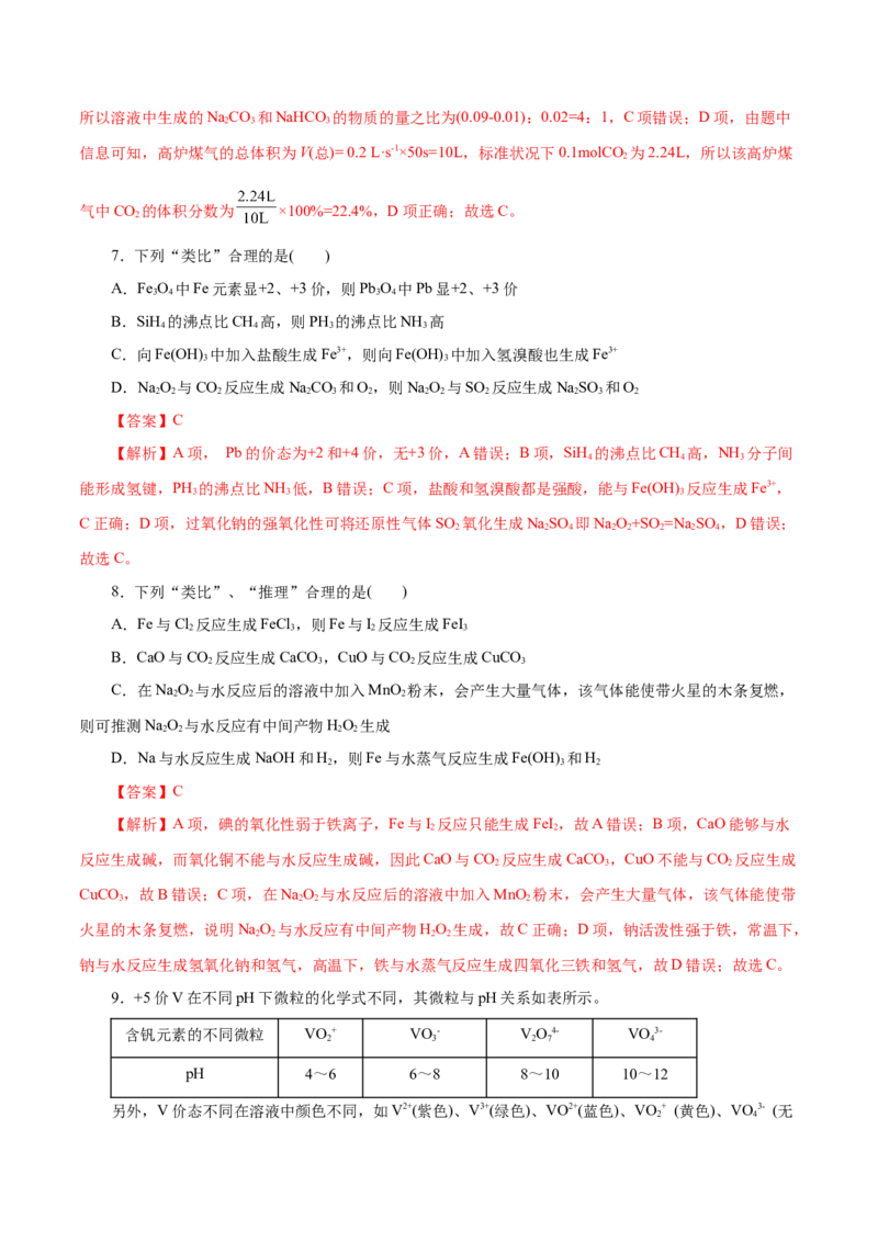 专题05元素及其化合物的性质与应用（练习）（解析版）_05高考化学_2025年新高考资料_二轮复习_上好课2025年高考化学二轮复习讲练测（新高考通用）3379109_主题二元素及其化合物