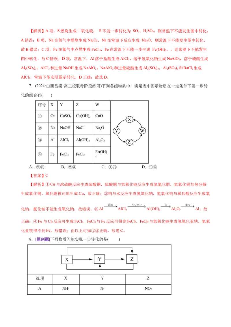 专题05元素及其化合物的性质与应用（练习）（解析版）_05高考化学_2025年新高考资料_二轮复习_上好课2025年高考化学二轮复习讲练测（新高考通用）3379109_主题二元素及其化合物