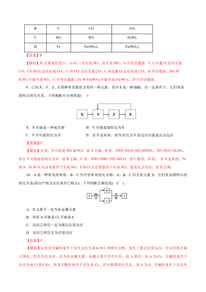 专题05元素及其化合物的性质与应用（练习）（解析版）_05高考化学_2025年新高考资料_二轮复习_上好课2025年高考化学二轮复习讲练测（新高考通用）3379109_主题二元素及其化合物