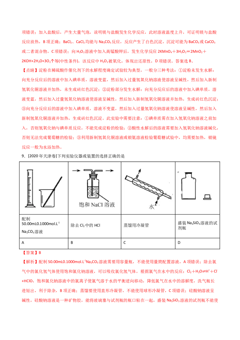 专题10化学实验基础&mdash;&mdash;备战2021年高考化学纠错笔记（教师版含解析）_05高考化学_新高考复习资料_2023年新高考资料_一轮复习_2023年新高考大一轮复习讲义