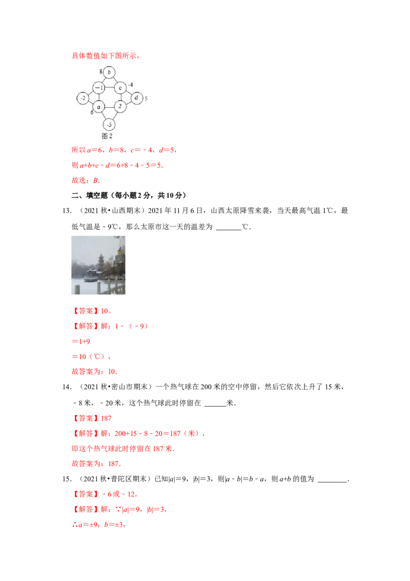 专题03有理数加减法（专题测试）(解析版）_初中数学人教版_7上-初中数学人教版_7上-初中数学人教版（旧版）赠送_06习题试卷_6期中期末复习专题