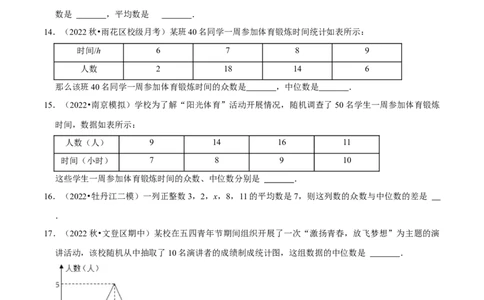 专题20.2中位数与众数专项提升训练（重难点培优）-拔尖特训2023年培优（原卷版）人教版_初中数学人教版_八年级数学下册_保存转存之后查看(1)_旧版-可参考_07专项讲练